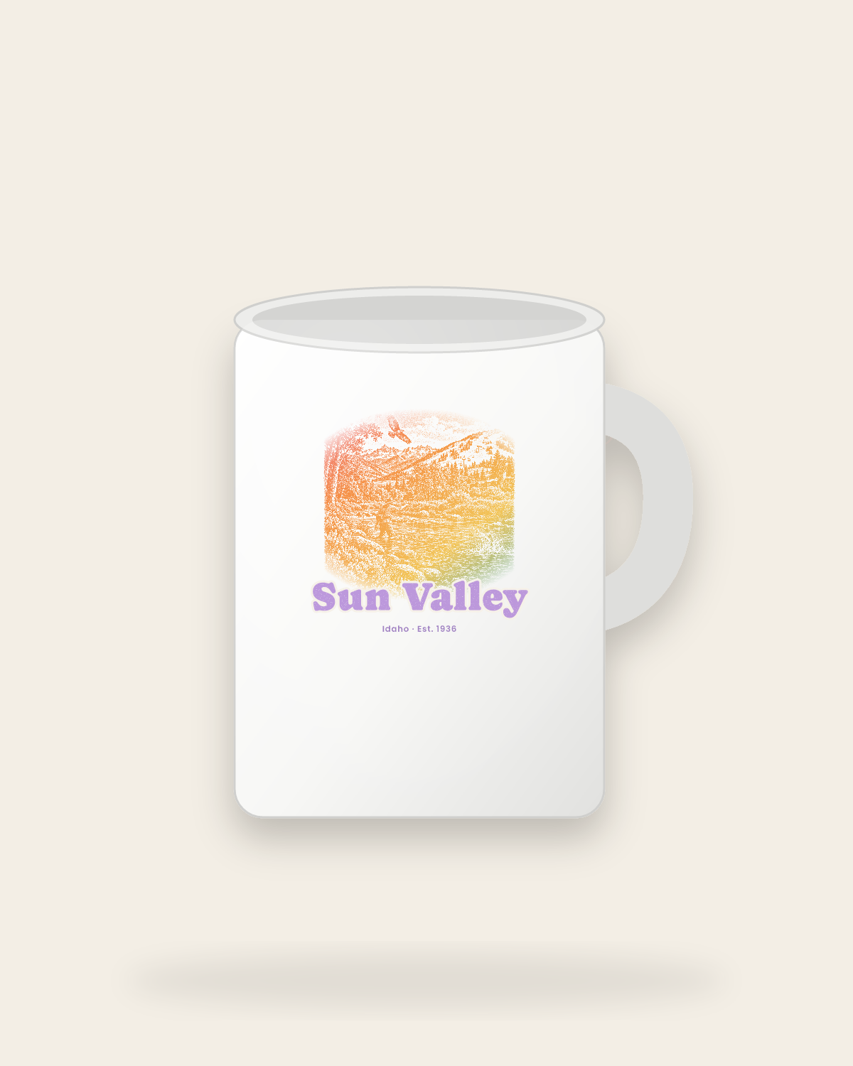 Sun Valley River Cast Ceramic Mug 15oz in White