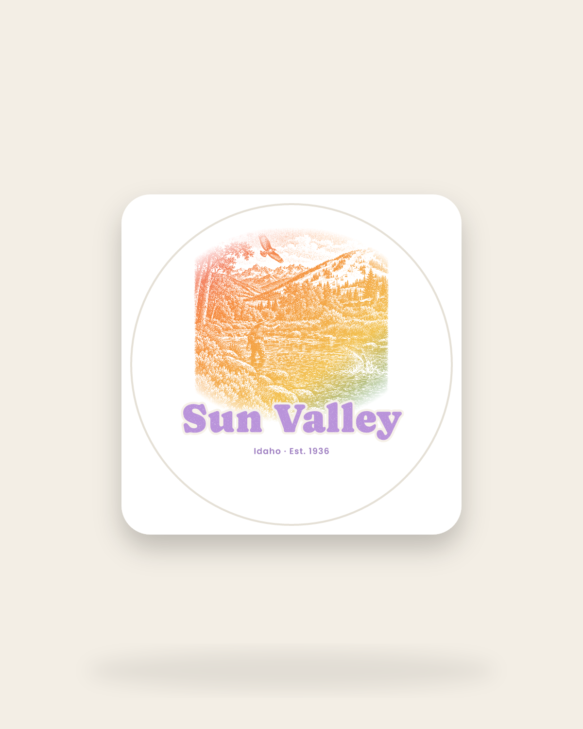 Sun Valley River Cast Kiss-Cut Sticker in White