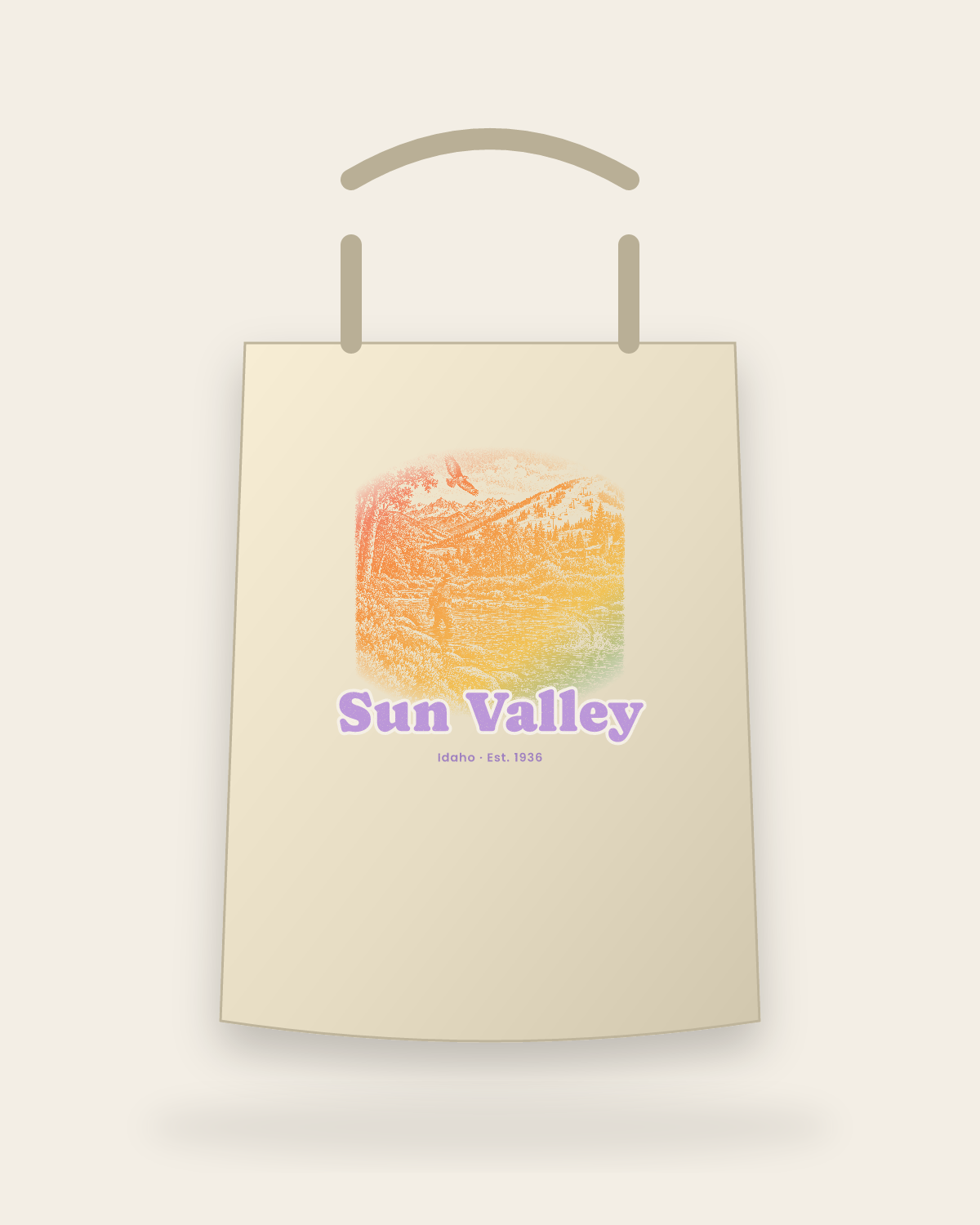 Sun Valley River Cast Canvas Tote in Beige