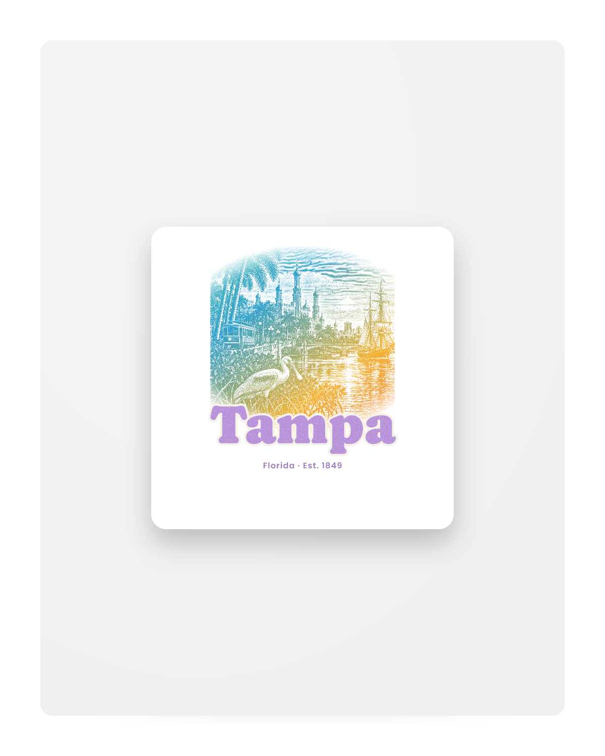 Tampa Minarets & Spoonbill Fridge Magnet in White