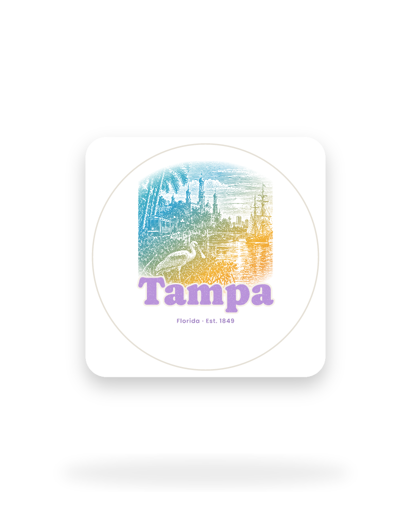 Tampa Minarets & Spoonbill Kiss-Cut Sticker