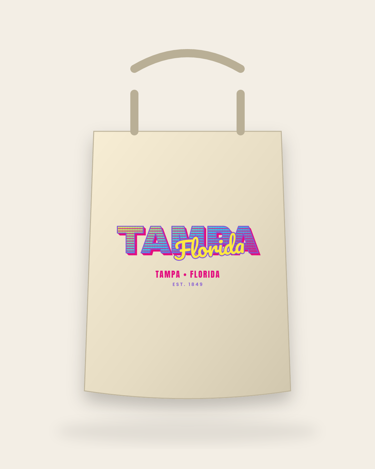 Tampa Music TV Canvas Tote in Beige