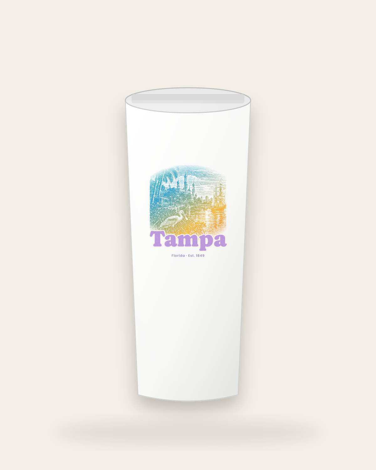 Tampa Minarets & Spoonbill Insulated Tumbler 20oz in White