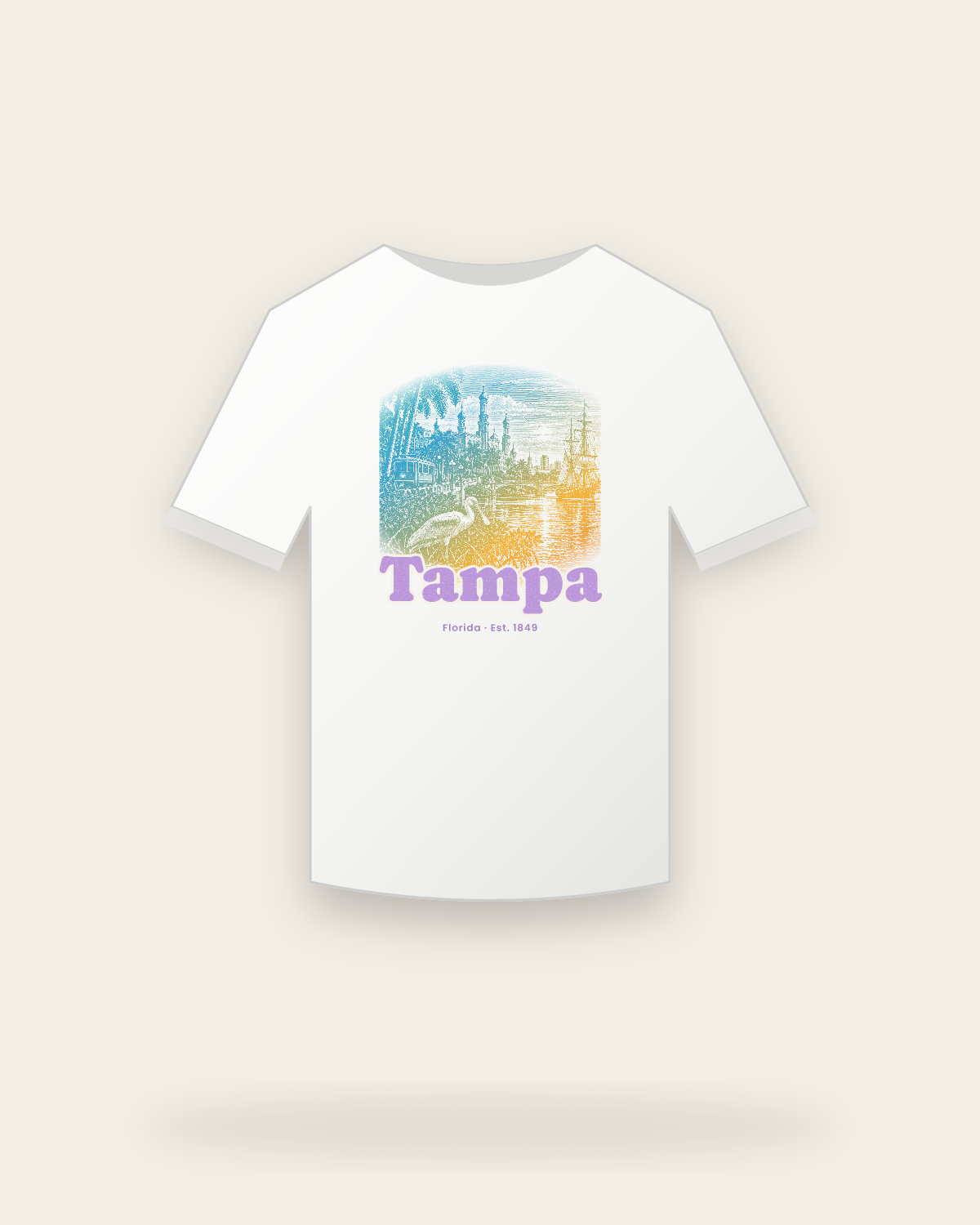 Tampa Minarets & Spoonbill Youth Tee in White