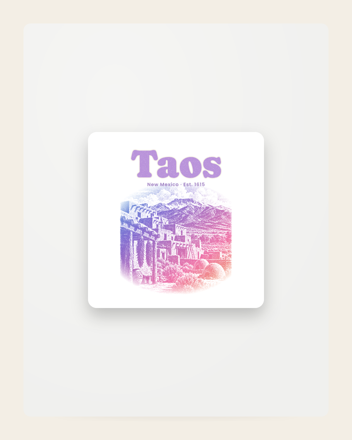 Taos Adobe Pueblo Fridge Magnet in White