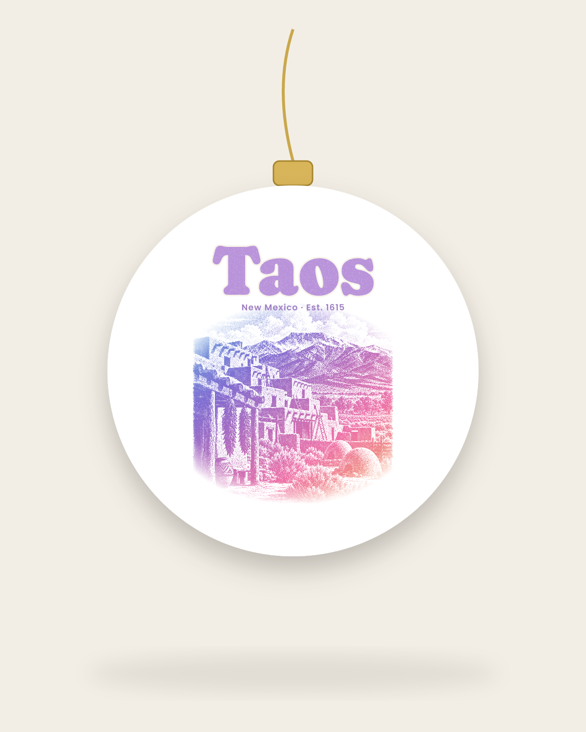 Taos Adobe Pueblo Ceramic Ornament in White
