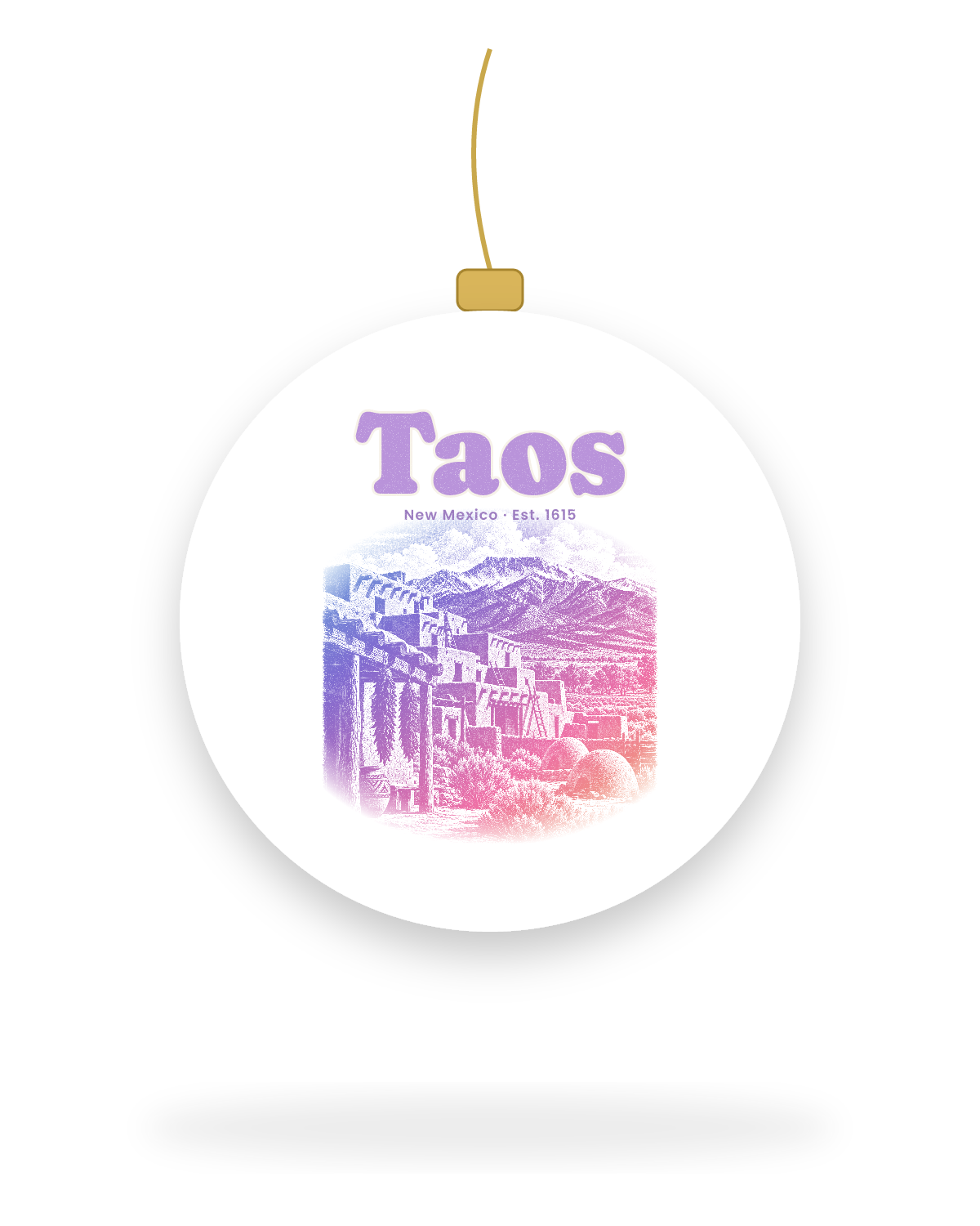 Taos Adobe Pueblo Ceramic Ornament in White