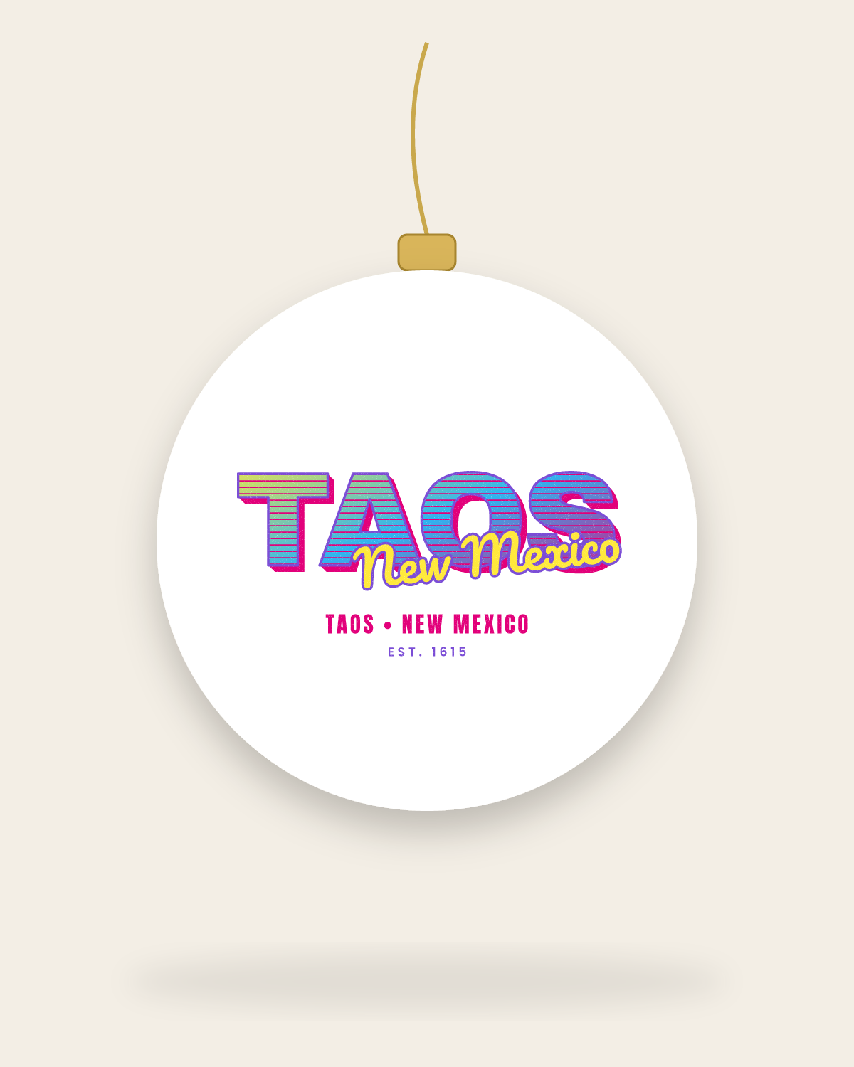 Taos Music TV Ceramic Ornament in White