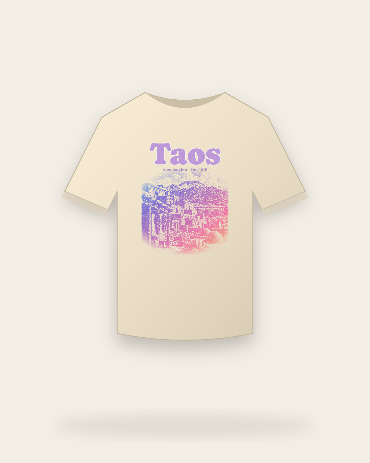 Taos Adobe Pueblo Organic Cotton Tee in Natural