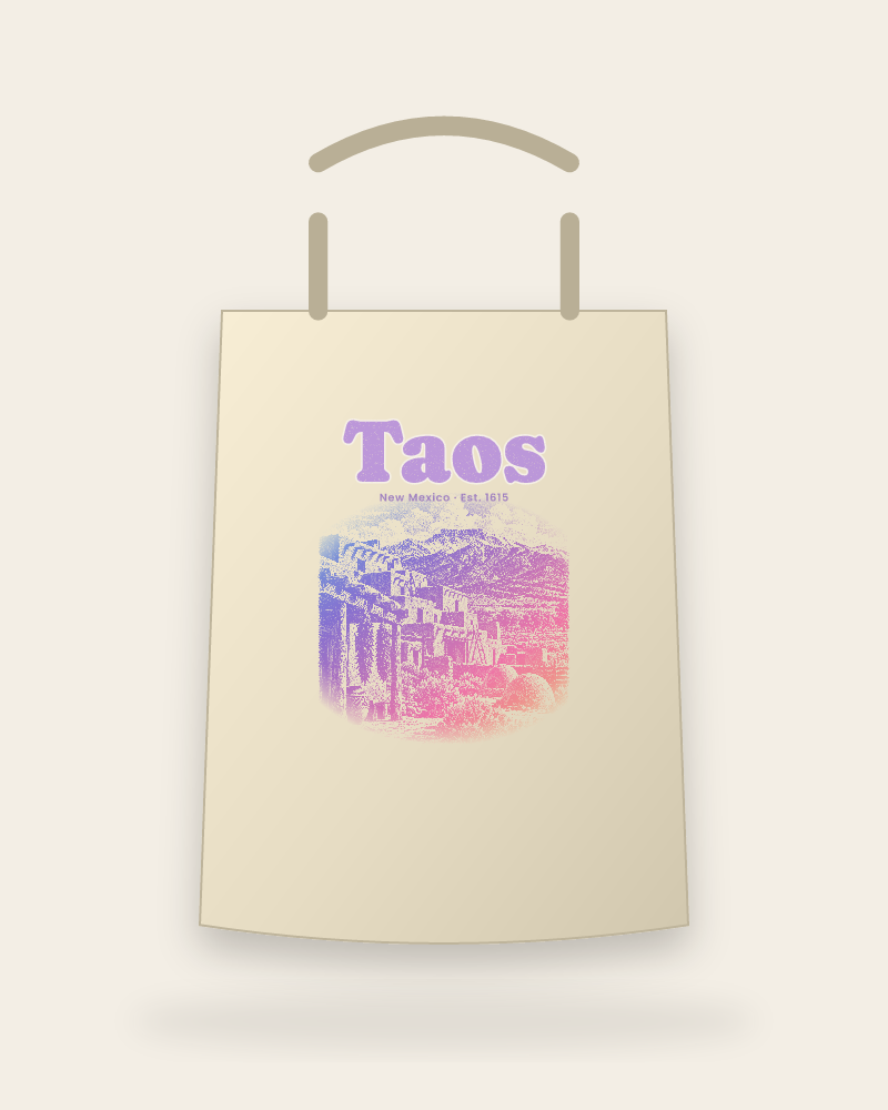 Taos Adobe Pueblo Canvas Tote
