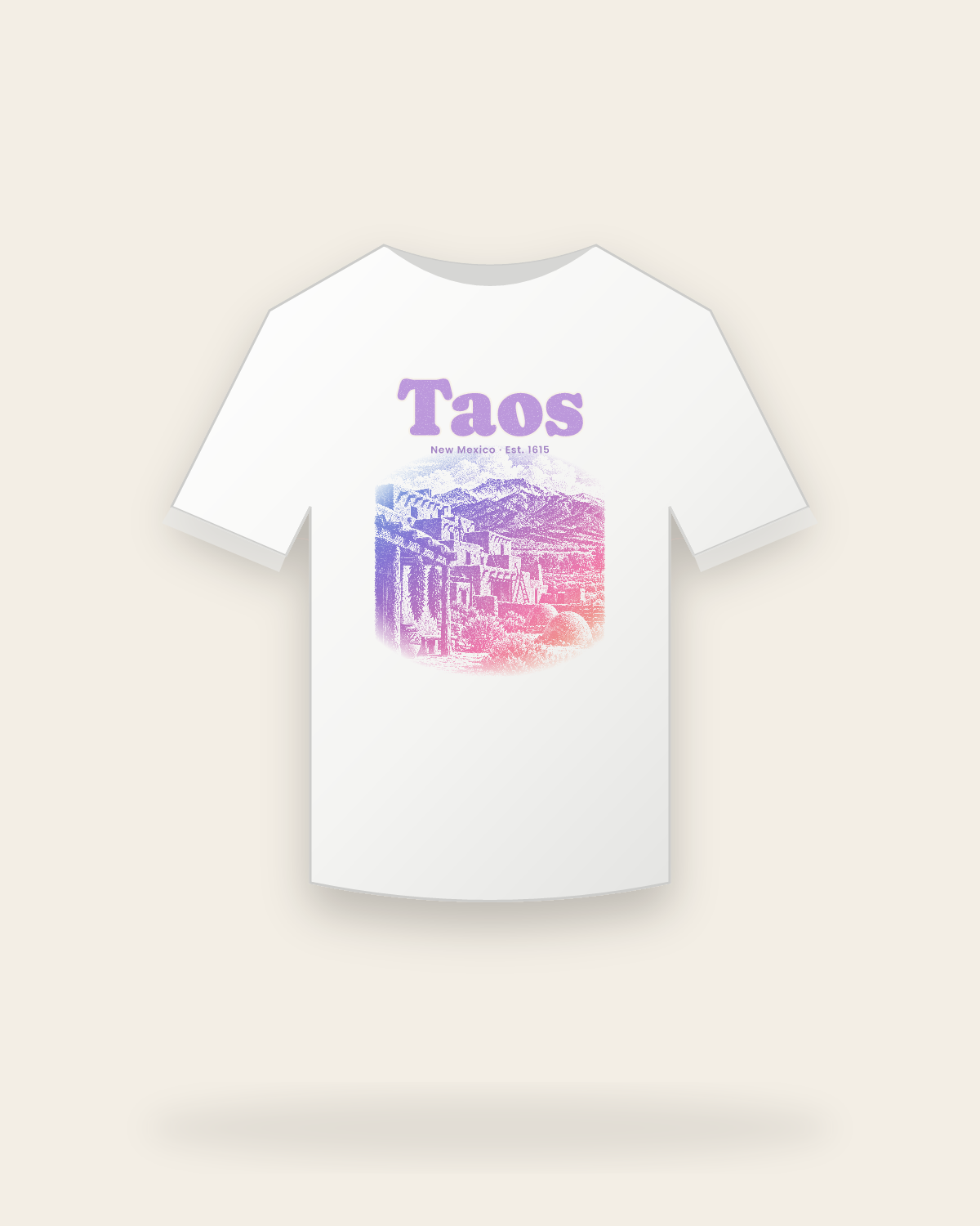 Taos Adobe Pueblo Youth Tee in White