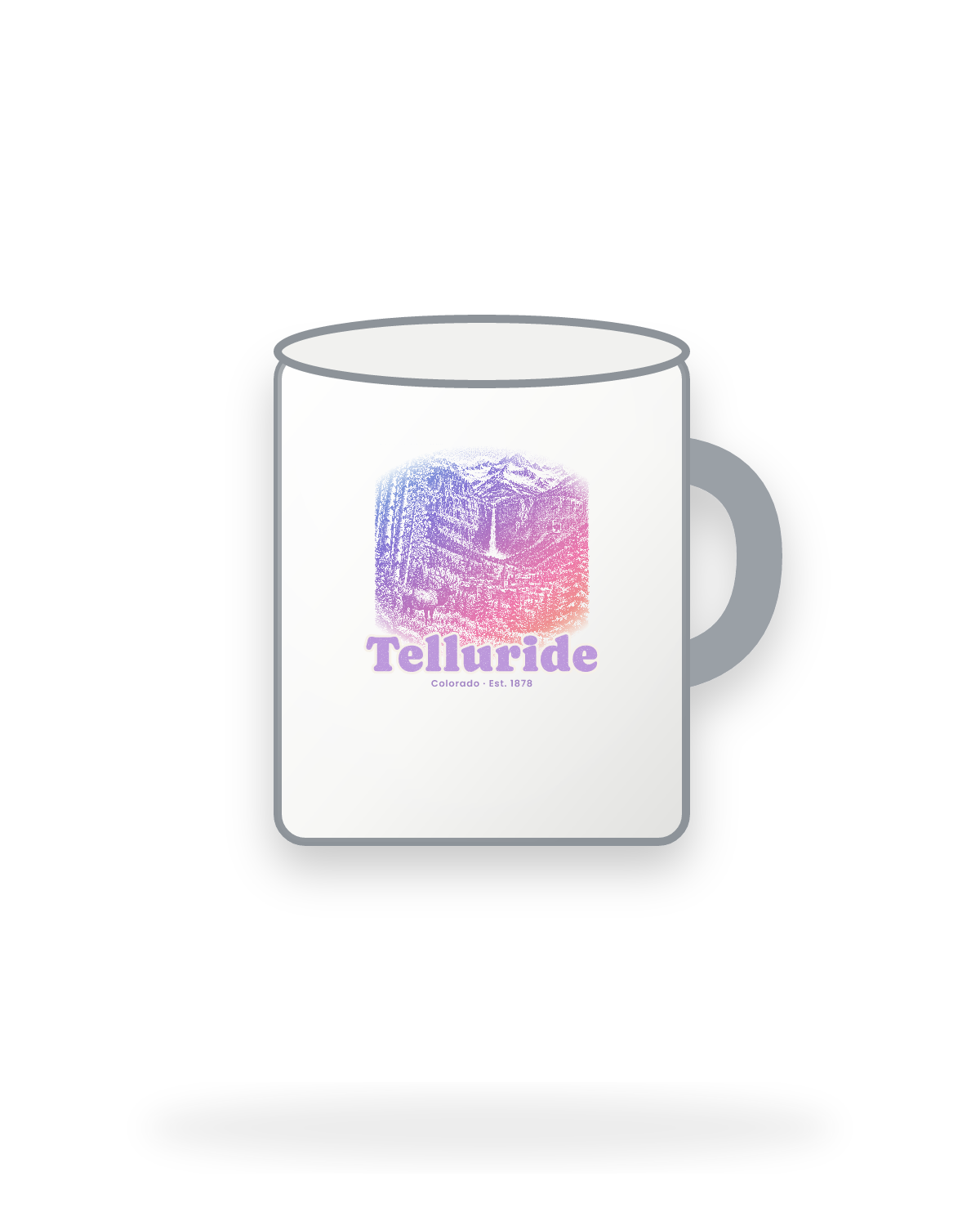 Telluride Box Canyon Falls Enamel Camp Mug in White