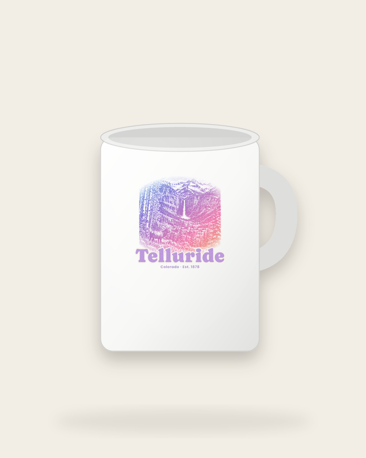 Telluride Box Canyon Falls Ceramic Mug 15oz in White