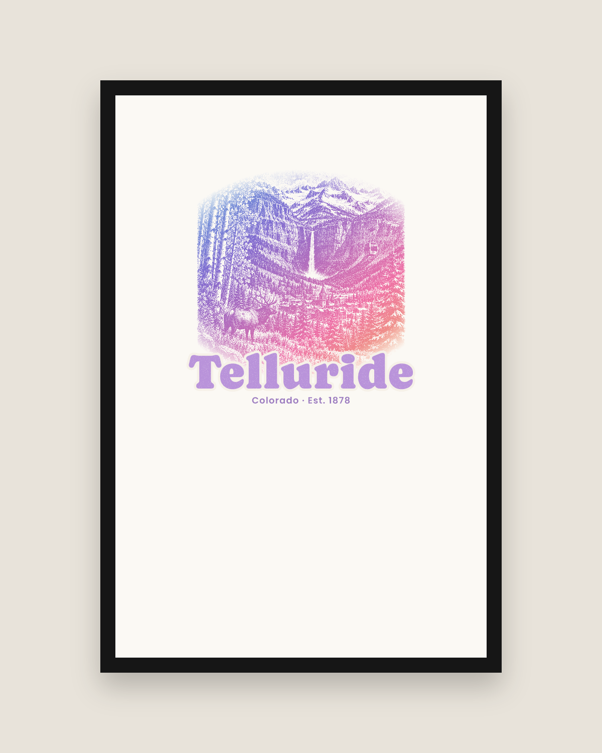 Telluride Box Canyon Falls Matte Poster in White