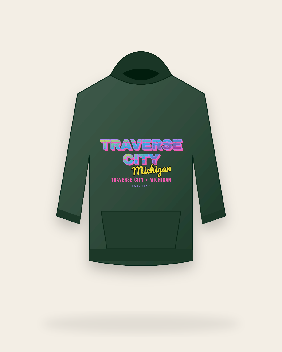 Traverse City Music TV Hooded Sweatshirt in Forest Green