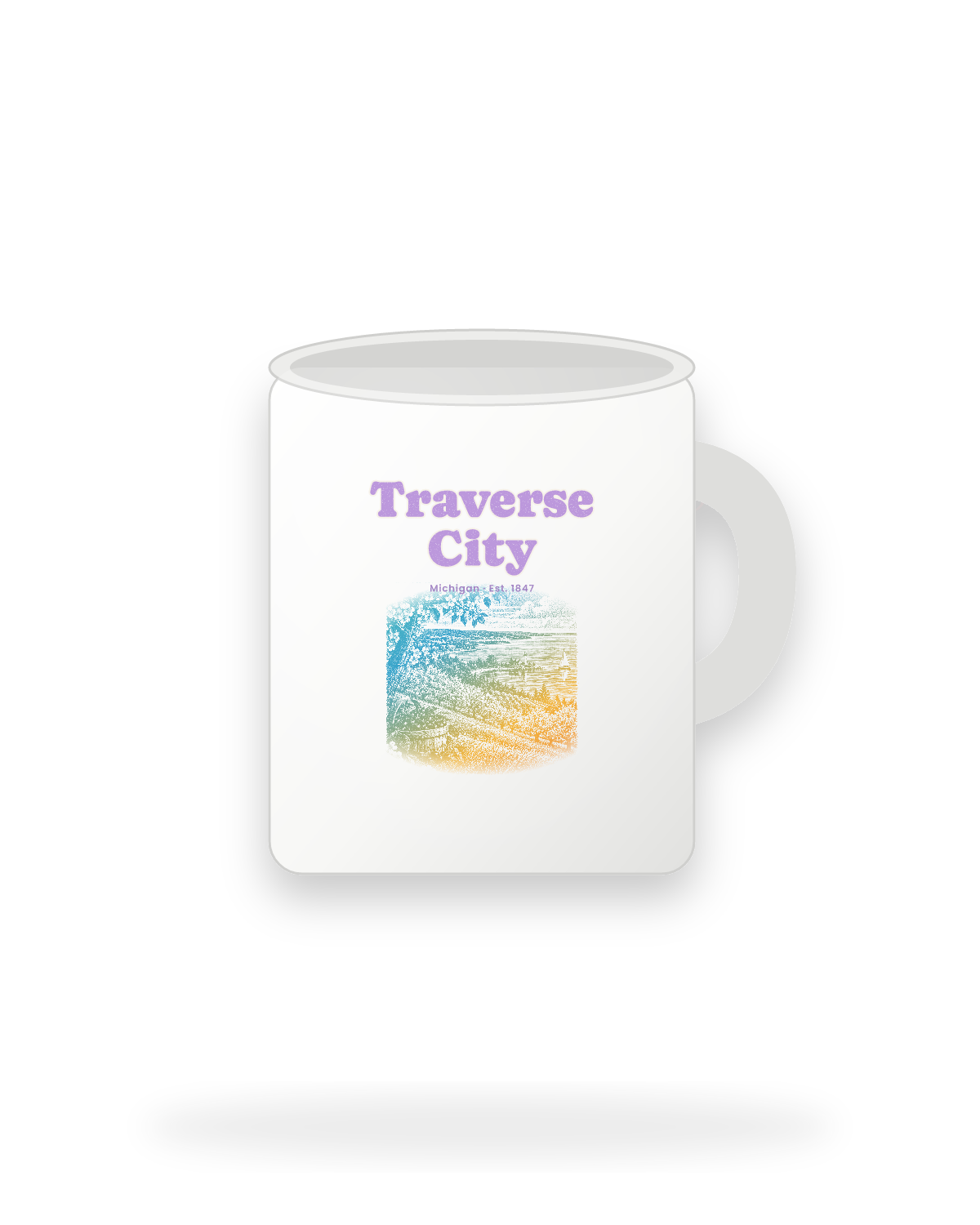Traverse City Cherry Blossom Bay Ceramic Mug 11oz in White