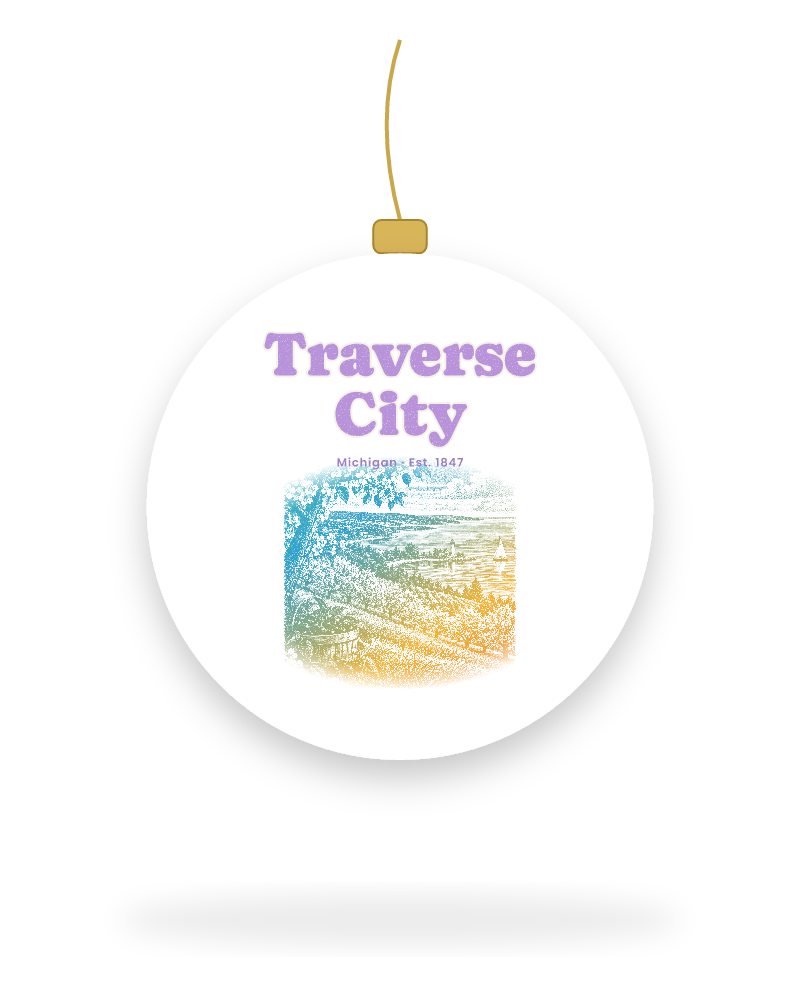 Traverse City Cherry Blossom Bay Ceramic Ornament