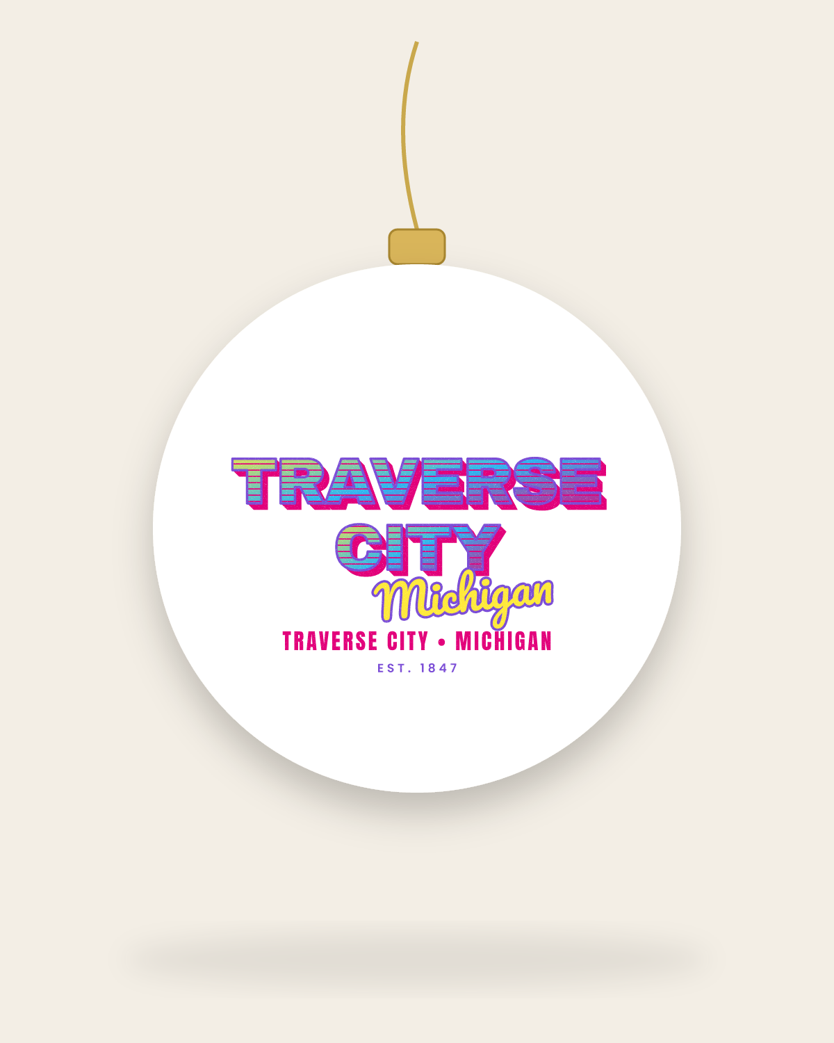 Traverse City Music TV Ceramic Ornament in White