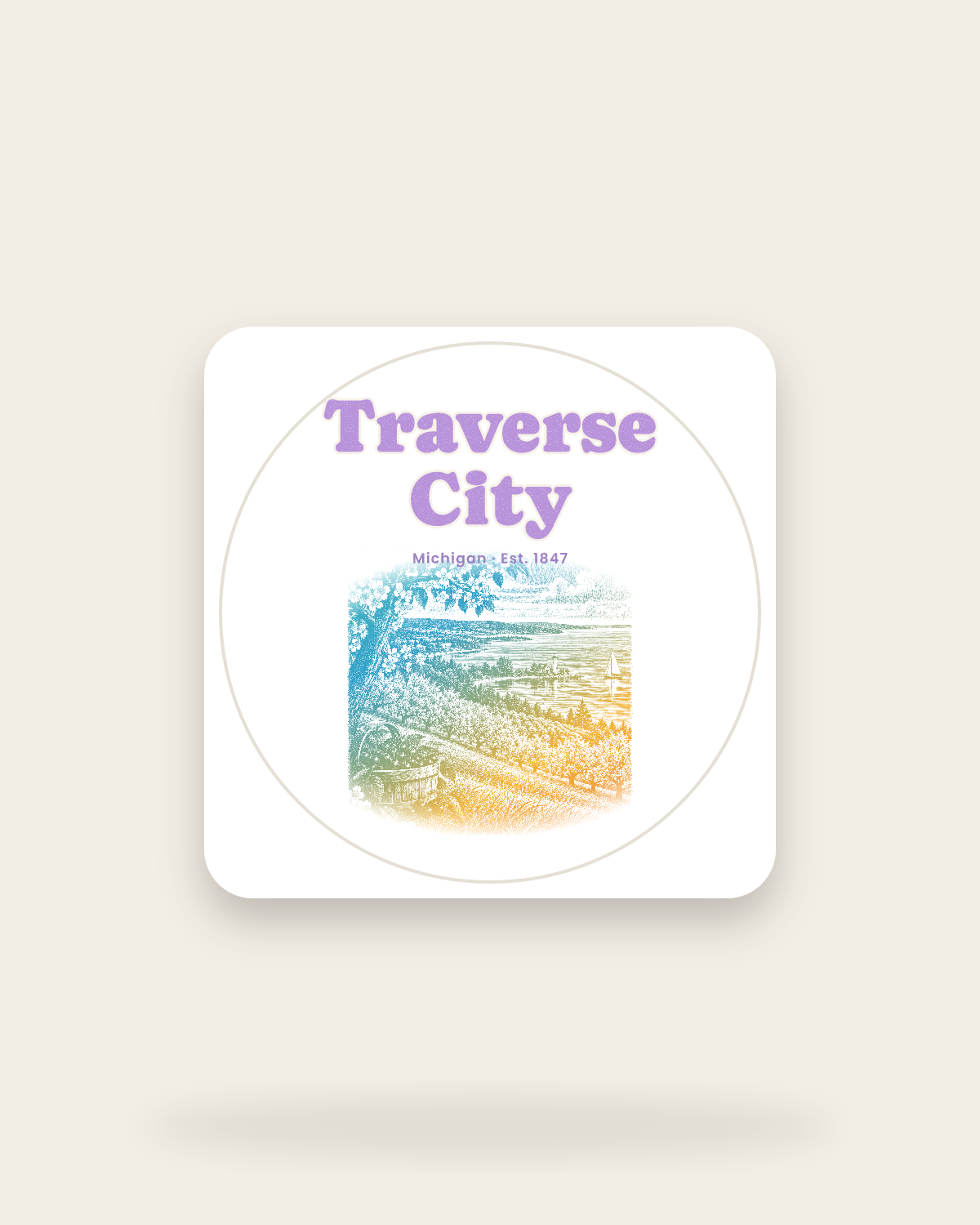 Traverse City Cherry Blossom Bay Kiss-Cut Sticker in White