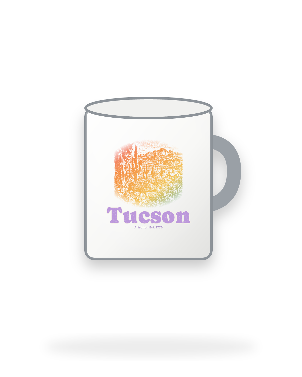 Tucson Saguaro Javelina Enamel Camp Mug in White