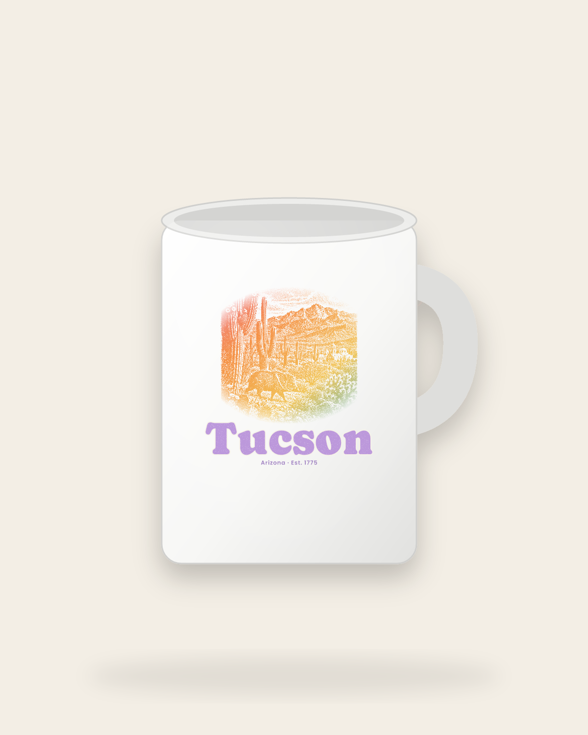 Tucson Saguaro Javelina Ceramic Mug 15oz in White
