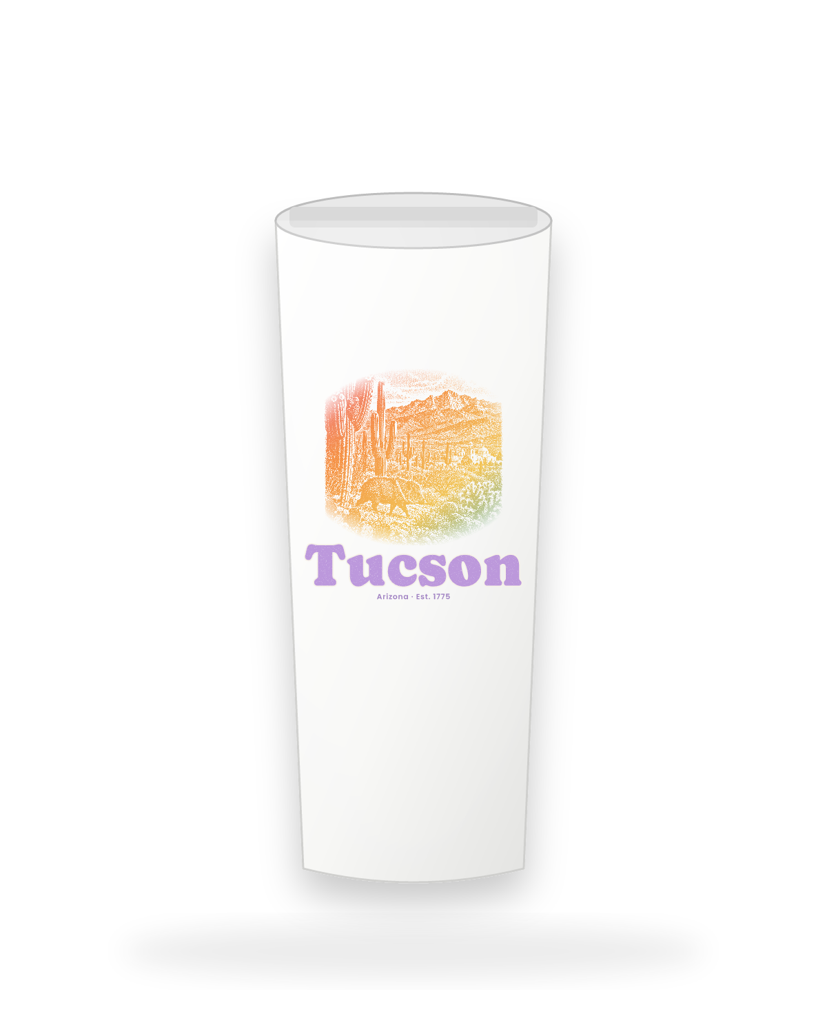 Tucson Saguaro Javelina Insulated Tumbler 20oz in White