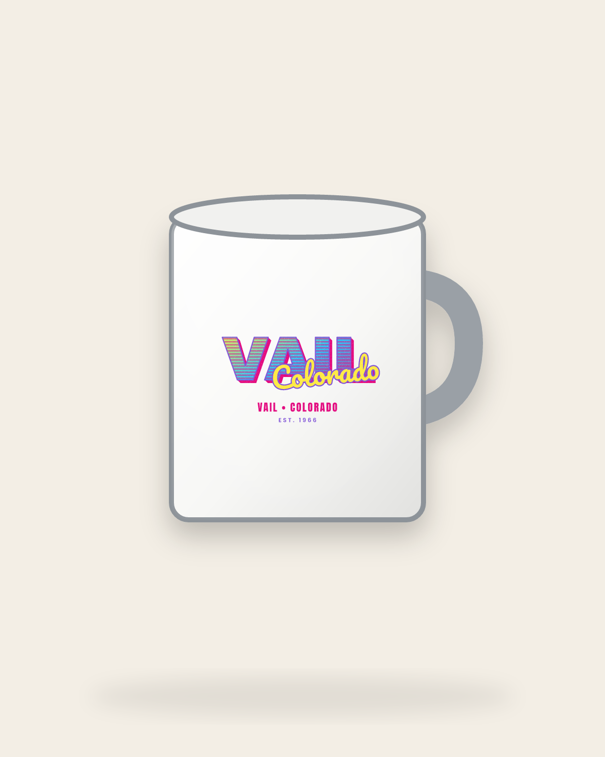 Vail Music TV Enamel Camp Mug in White