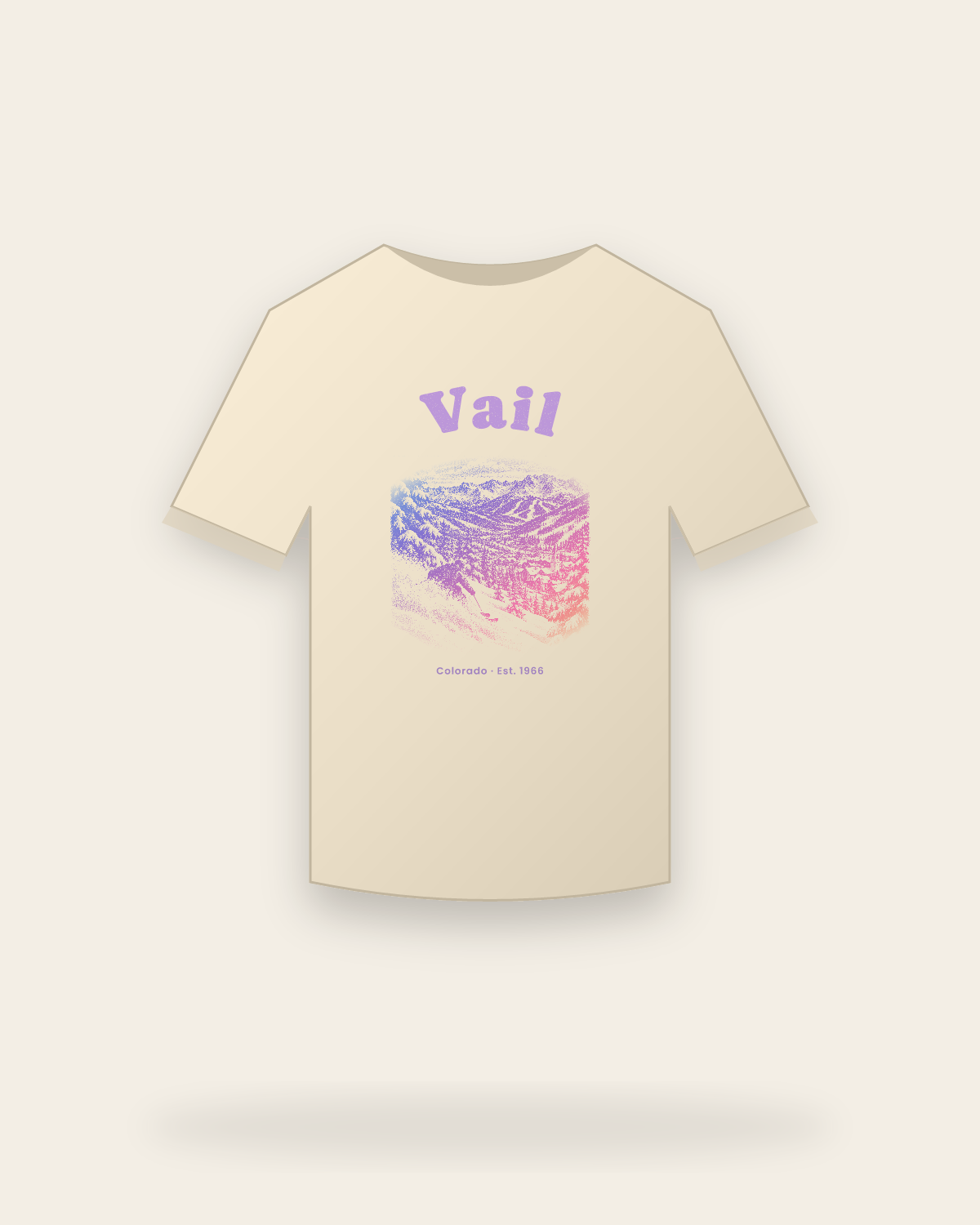 Vail, CO Back Bowls Classic Tee in Natural