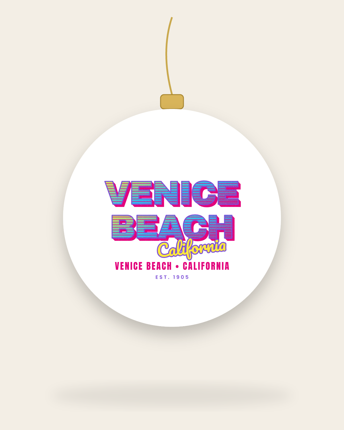 Venice Beach Music TV Ceramic Ornament in White