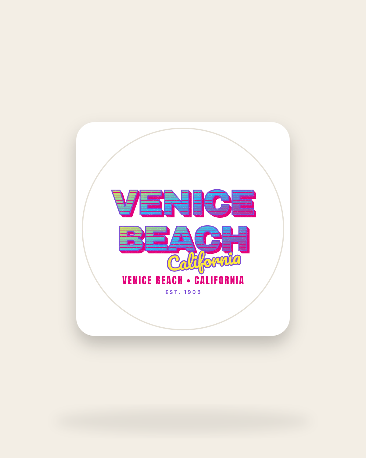 Venice Beach Music TV Kiss-Cut Sticker in White