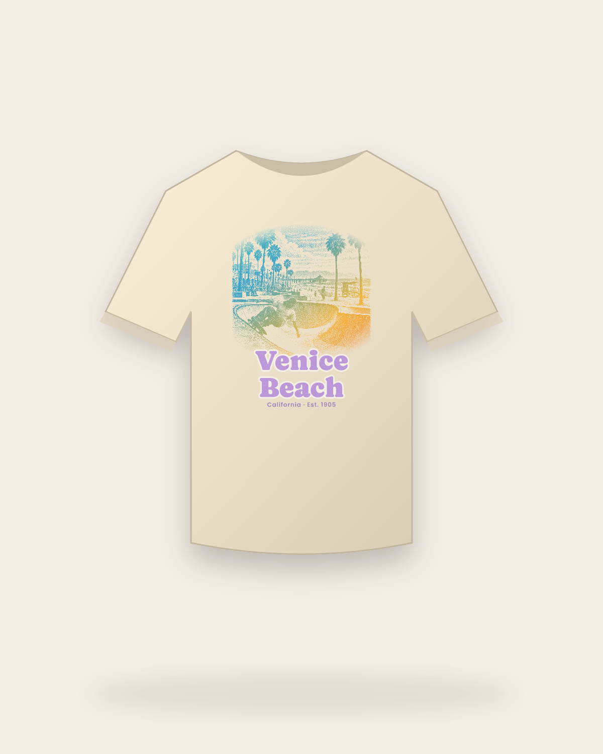 Venice Beach Skatepark Bowl Organic Cotton Tee in Natural