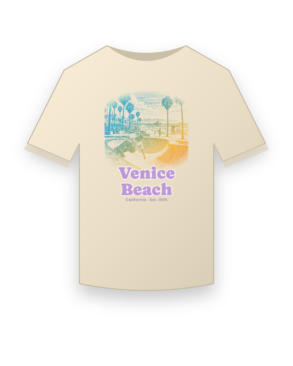 Venice Beach Skatepark Bowl Classic Tee in Natural