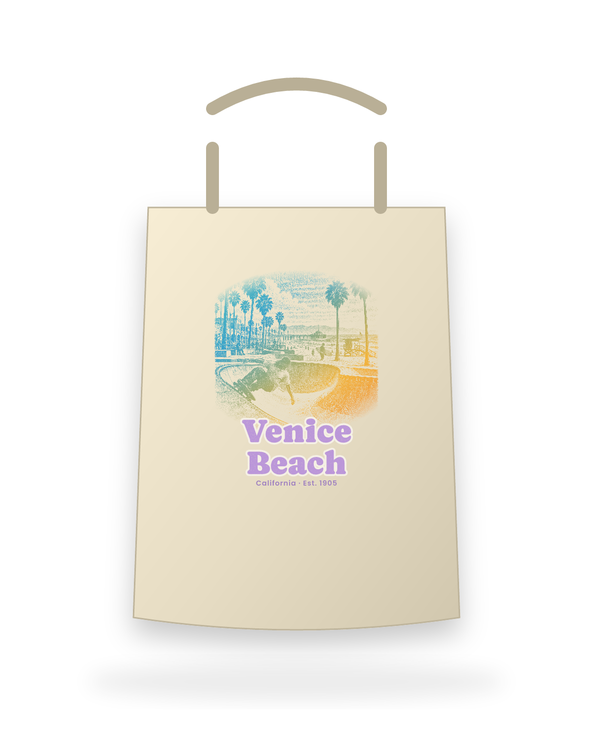 Venice Beach Skatepark Bowl Canvas Tote in Beige