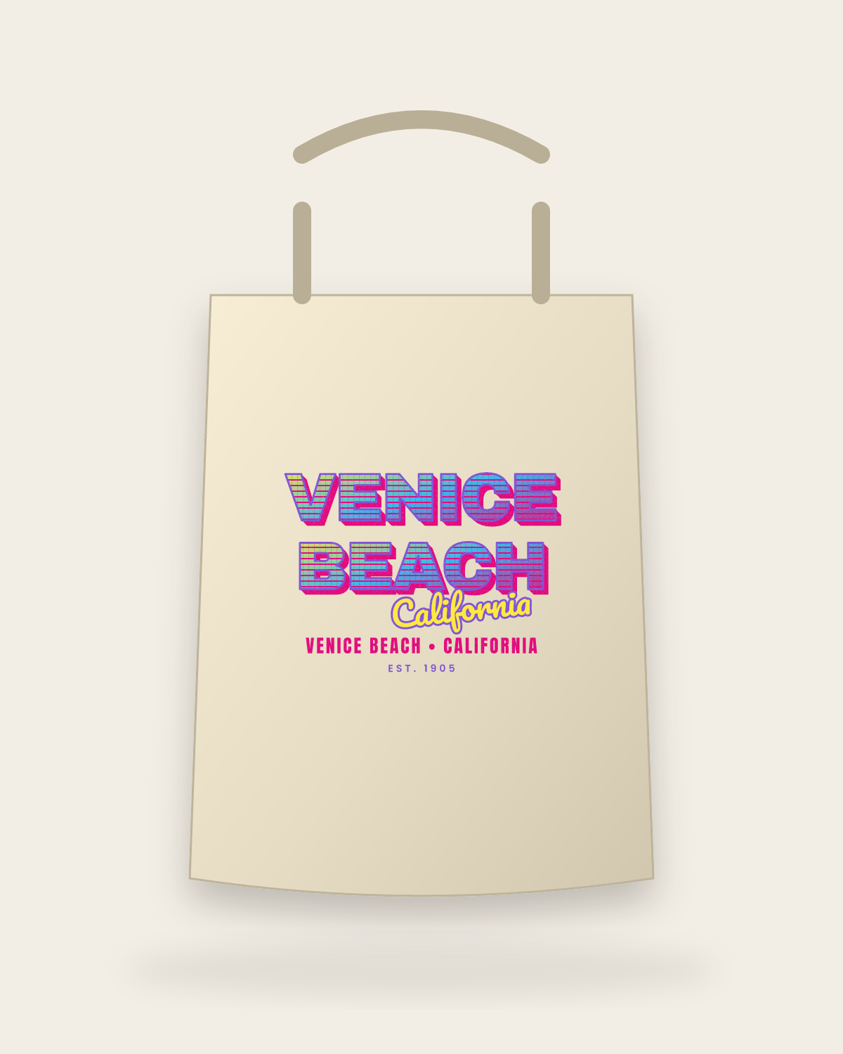 Venice Beach Music TV Canvas Tote in Beige