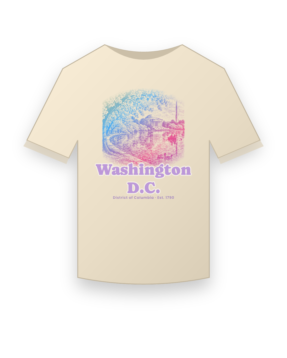 Washington, D.C. Tidal Basin Blossoms Organic Cotton Tee in Natural