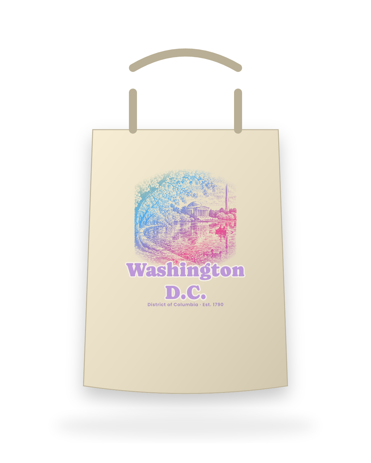 Washington, D.C. Tidal Basin Blossoms Canvas Tote in Beige