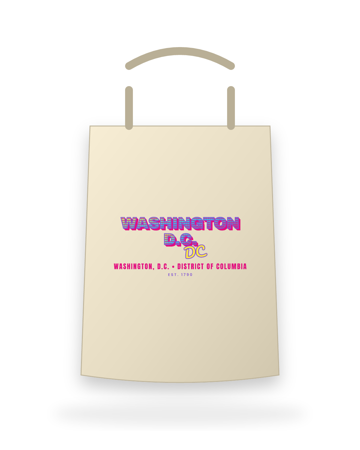 Washington, D.C. Music TV Canvas Tote in Beige