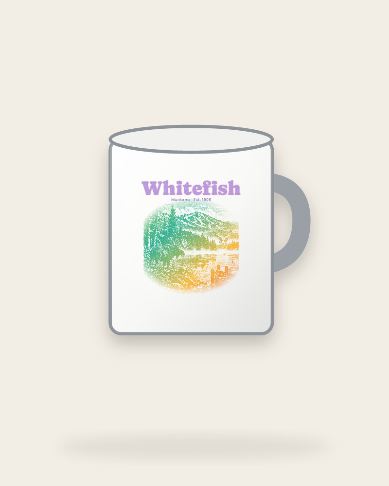 Whitefish Lake Moose Enamel Camp Mug