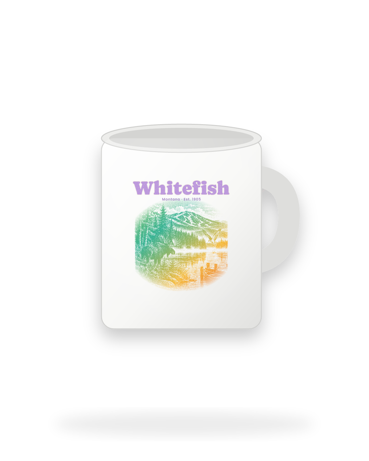 Whitefish Lake Moose Ceramic Mug 11oz in White