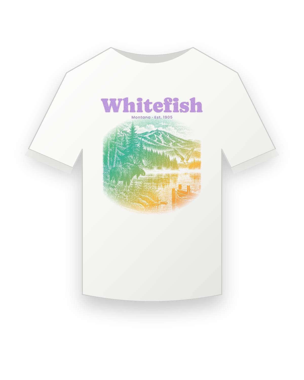 Whitefish Lake Moose Youth Tee in White