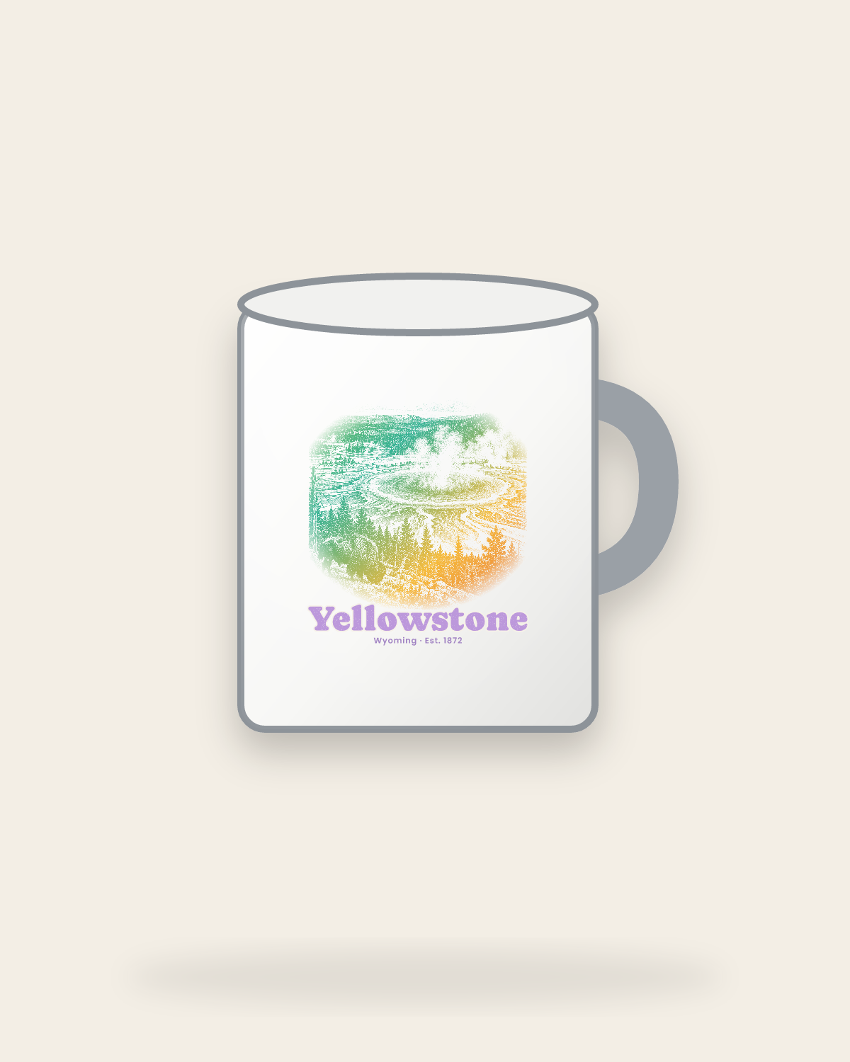 Yellowstone Grand Prismatic Enamel Camp Mug in White