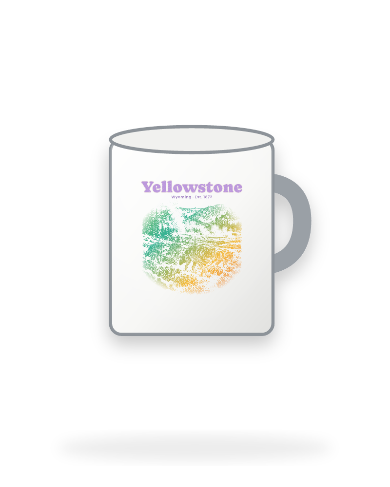 Yellowstone Lamar Valley Wolves Enamel Camp Mug
