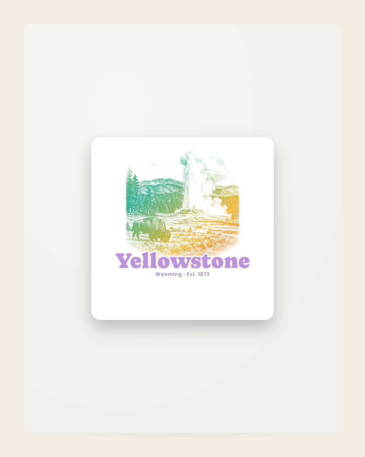 Yellowstone Old Faithful Fridge Magnet in White