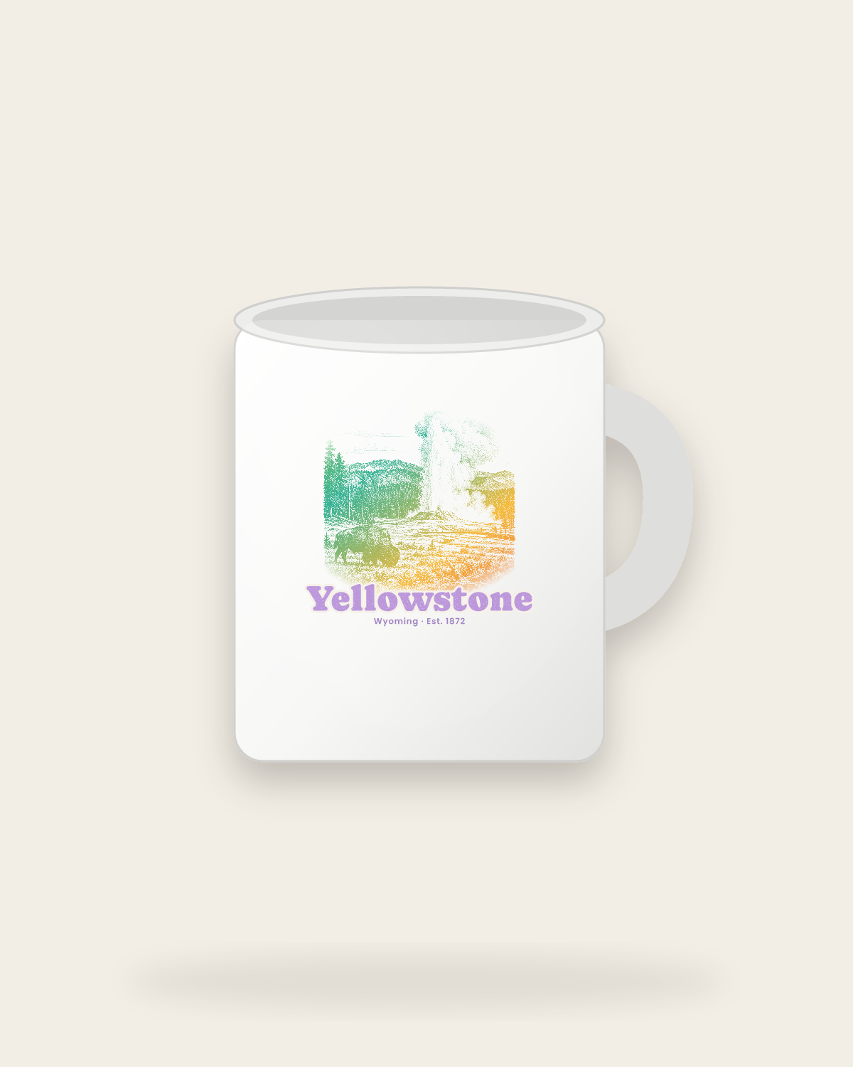 Yellowstone Old Faithful Ceramic Mug 11oz in White