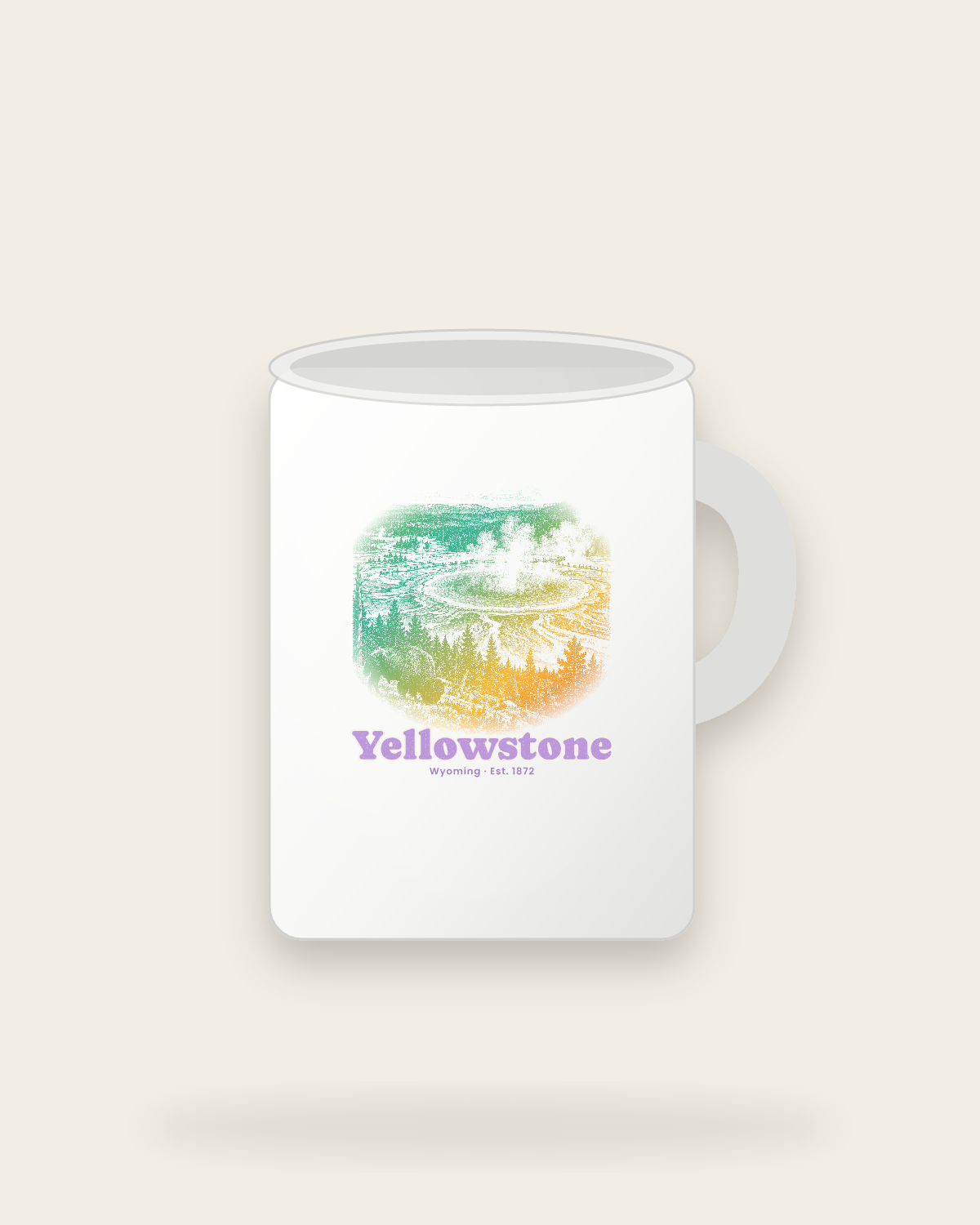 Yellowstone Grand Prismatic Ceramic Mug 15oz in White