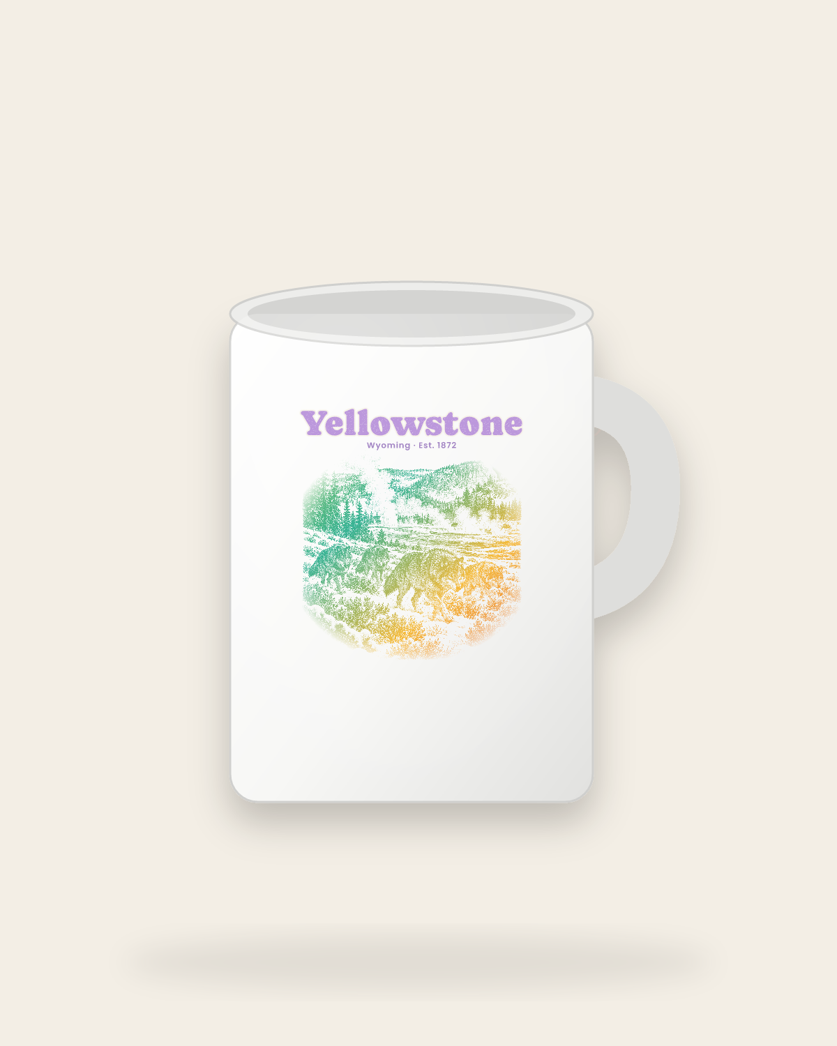Yellowstone Lamar Valley Wolves Ceramic Mug 15oz in White