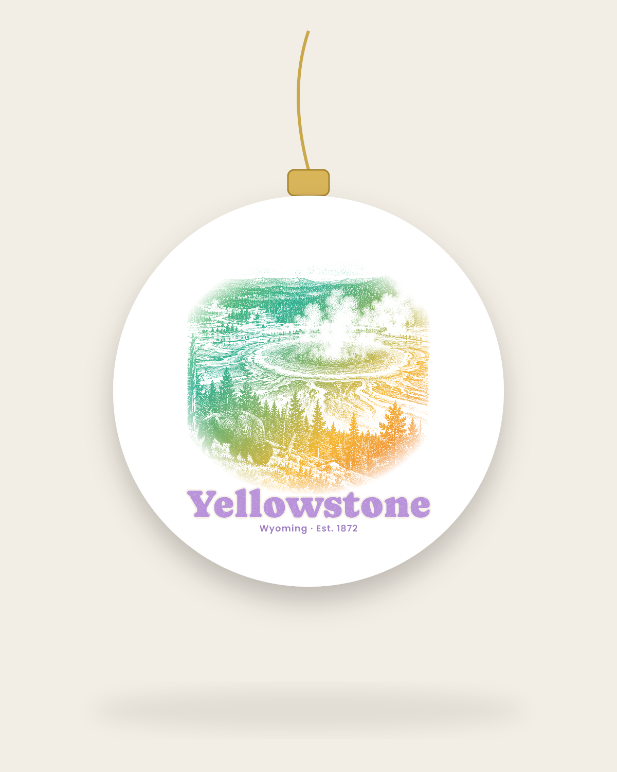 Yellowstone Grand Prismatic Ceramic Ornament in White