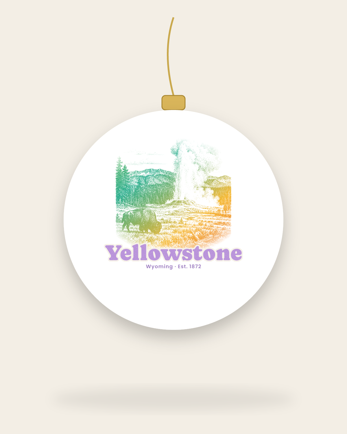 Yellowstone Old Faithful Ceramic Ornament in White