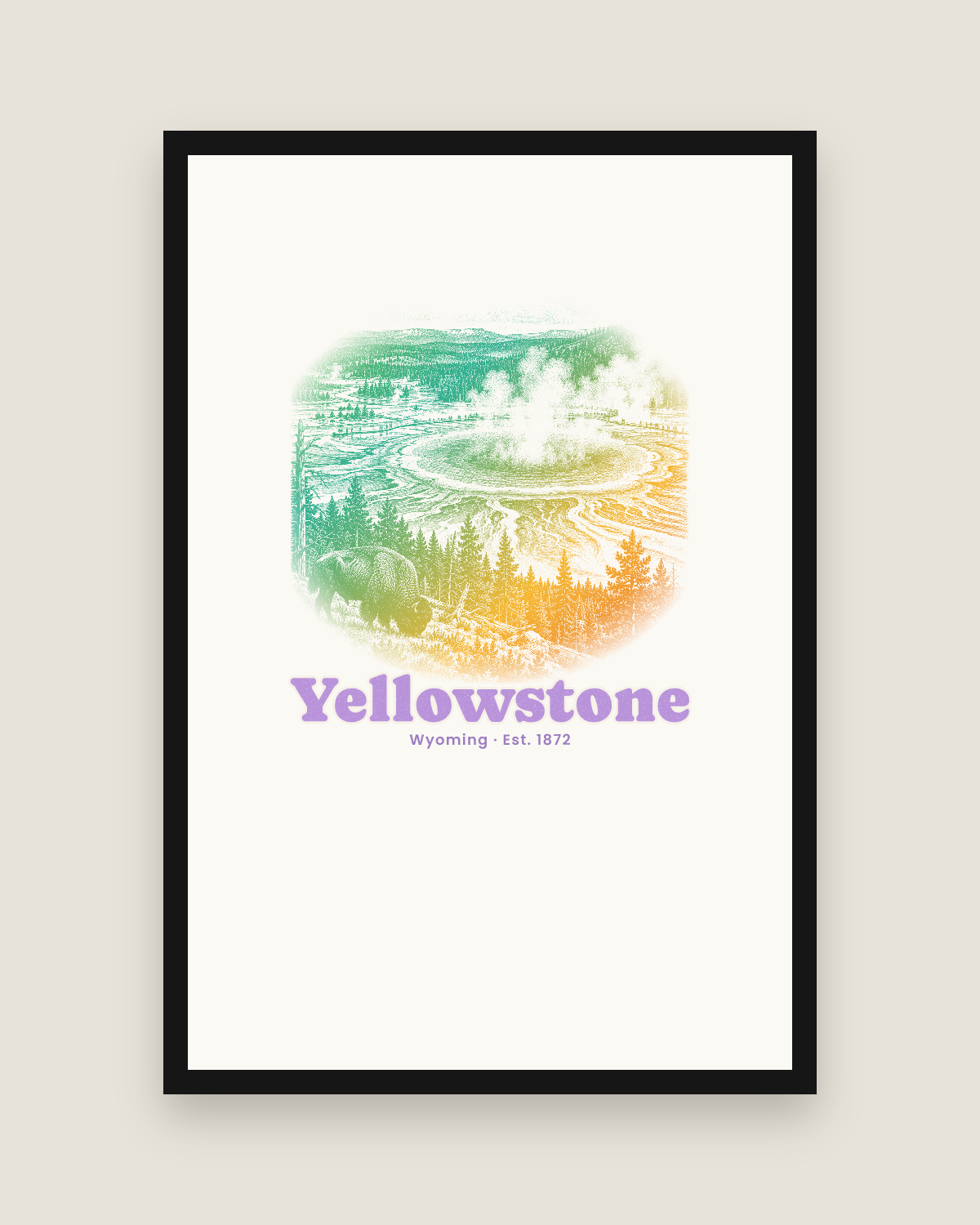 Yellowstone Grand Prismatic Matte Poster in White