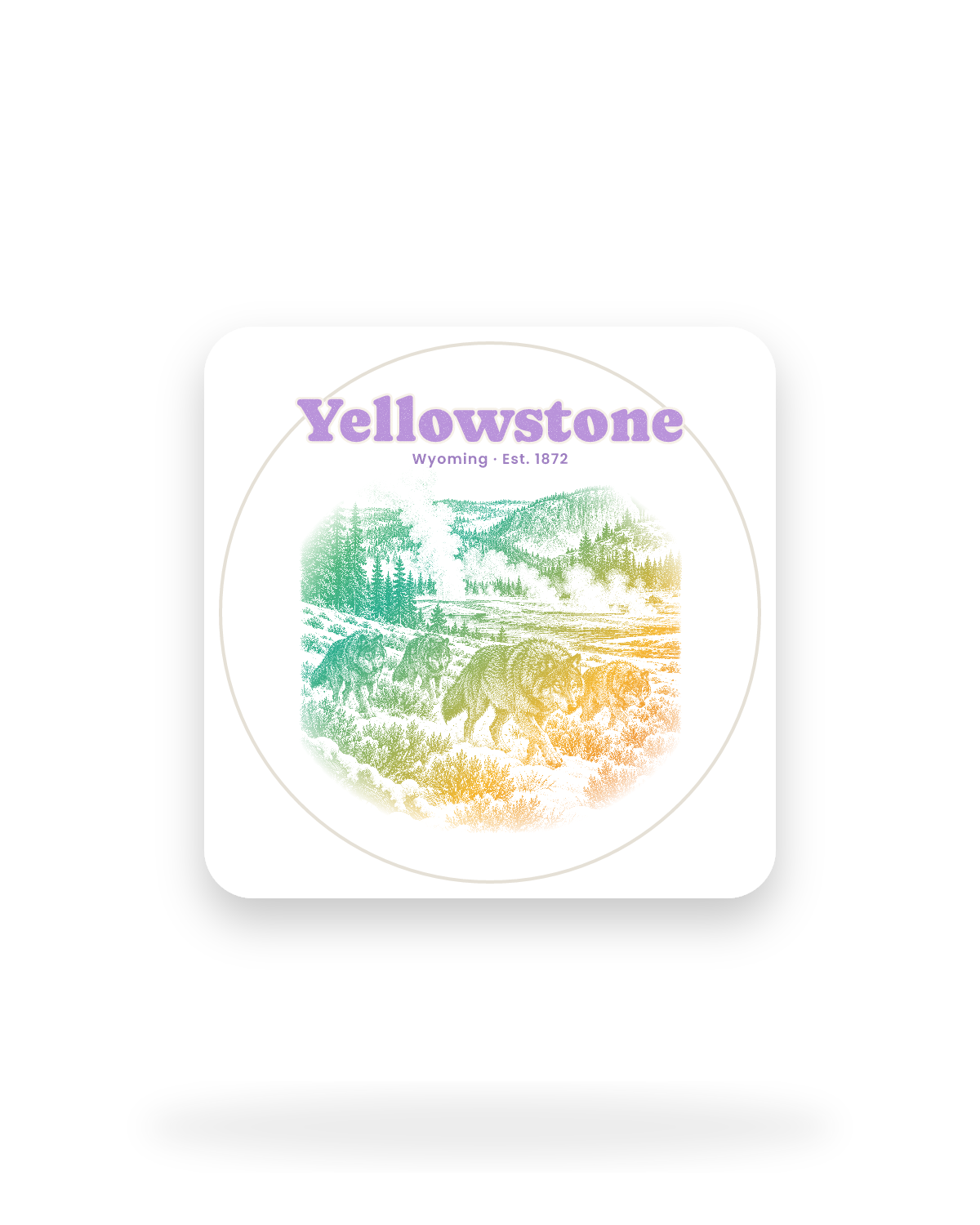 Yellowstone Lamar Valley Wolves Kiss-Cut Sticker in White